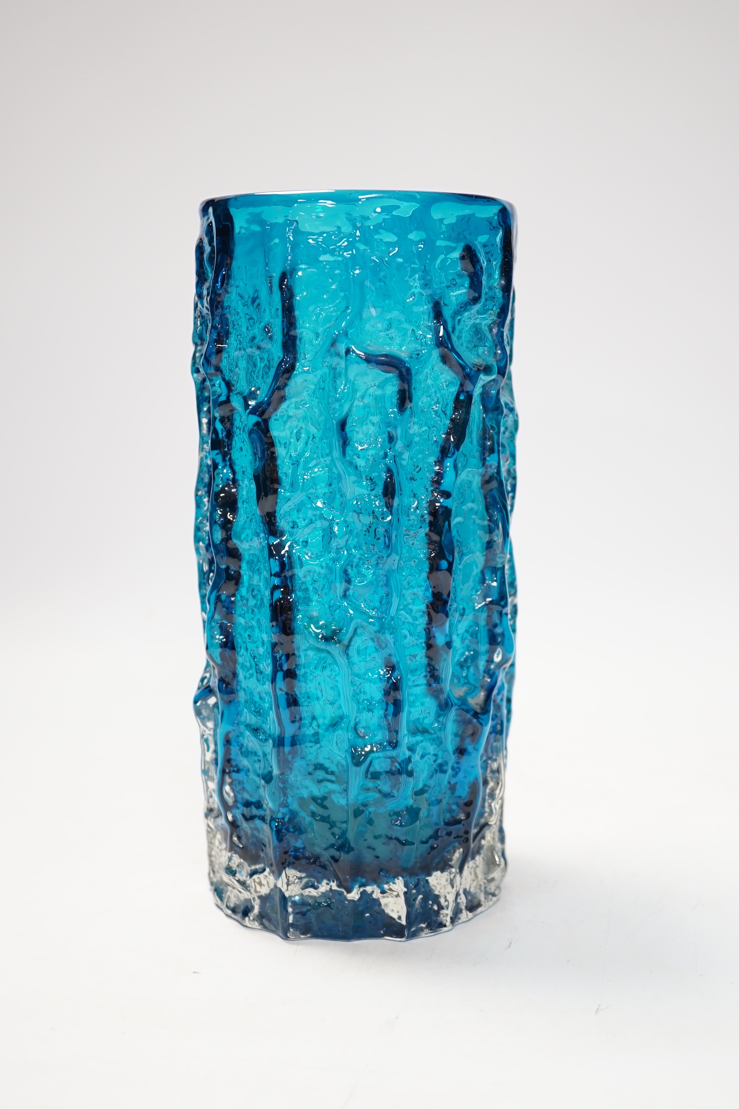 A Whitefriars ‘Bark’ vase in kingfisher blue, 23.5cm